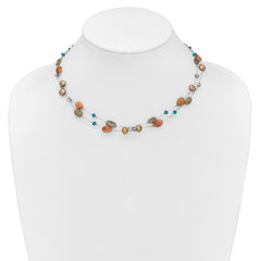 Labradorite/Red Moonstone/FW Cultured Pearl/Crystal Necklace