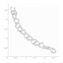 Sterling Silver 7.5inch Polished Fancy Heart Link Bracelet - 2