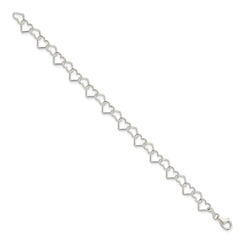 Sterling Silver 7 inch Polished Fancy Heart Link Bracelet