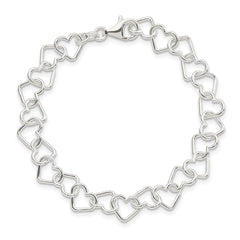 Sterling Silver 8inch Polished Fancy Heart Link Bracelet