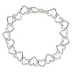 Sterling Silver 8inch Polished Fancy Large Heart Link Bracelet