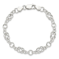 Sterling Silver 7.5inch Polished Fancy Knot-Link Bracelet