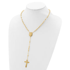 Sterling Silver Flash Gold-plated Polished Rosary Necklace