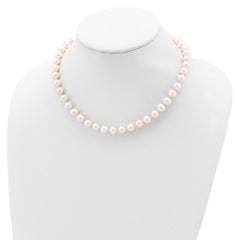 Sterling Silver Rhodium-plated 8-9mm White Near-Round Freshwater Cultured Pearl 20 inch Necklace
