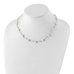 Sterling Silver Rhodium-plated 6-7mm White Near-Round Freshwater Cultured Pearl 18-Station 18 inch Necklace