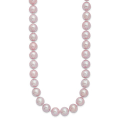 Sterling Silver Rhodium-plated 9-10mm Purple Near-Round Freshwater Cultured Pearl 18 inch Necklace