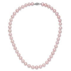 Sterling Silver Rhodium-plated 9-10mm Purple Near-Round Freshwater Cultured Pearl 18 inch Necklace