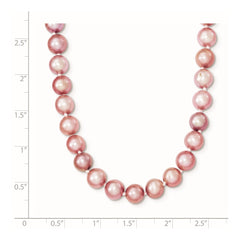 Sterling Silver Rhodium-plated 6-7mm Purple Near-Round Freshwater Cultured Pearl 16 inch Necklace