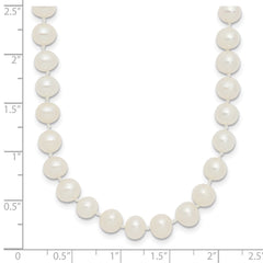 Sterling Silver Rhodium-plated 5-6mm White Near-Round Freshwater Cultured Pearl 28 inch Necklace