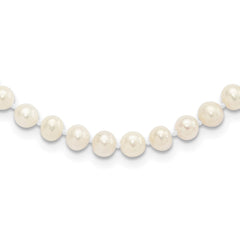 Sterling Silver Rhodium-plated 5-6mm White Near-Round Freshwater Cultured Pearl 20 inch Necklace