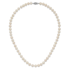 Sterling Silver Rhodium-plated 7-8mm White Near-Round Freshwater Cultured Pearl 18 inch Necklace - 2