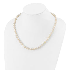 Sterling Silver Rhodium-plated 7-8mm White Near-Round Freshwater Cultured Pearl 20 inch Necklace