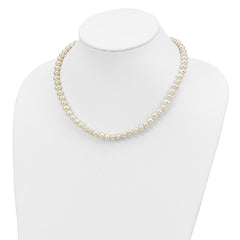 Sterling Silver Rhodium-plated 6-7mm White Semi-Round Freshwater Cultured Pearl 18 inch Necklace, 7.25 in Bracelet and Button Post Earrings Set
