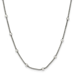 Sterling Silver Polished Beaded Necklace - 2