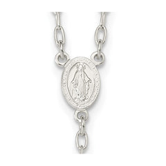 Sterling Silver Polished Rosary Tri-color Beads Necklace