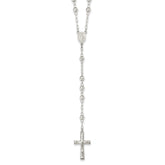 Sterling Silver Polished and Textured Bead Rosary 26 inch Necklace