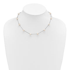 Sterling Silver Rhodium-plated 6-7mm White Near-Round Freshwater Cultured Pearl 12-Station 16 inch Necklace