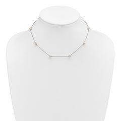 Sterling Silver Rhodium-plated 5-6mm White Near-Round Freshwater Cultured Pearl 8-Station 16 inch Necklace