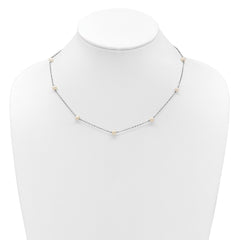 Sterling Silver Rhodium-plated 4-5mm White Near-Round Freshwater Cultured Pearl 9-Station 18 inch Necklace