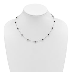 Sterling Silver Rhodium-plated 4-5mm Black Semi-Round Freshwater Cultured Pearl 14-Station 18 inch Necklace