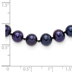 Sterling Silver Rhodium-plated 6-7mm Black Near-Round Freshwater Cultured Pearl 20 inch Necklace