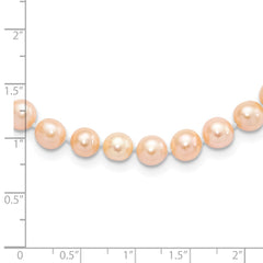 Sterling Silver Rhodium-plated 6-7mm Pink Near-Round Freshwater Cultured Pearl 24 inch Necklace