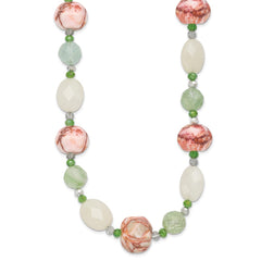 Sterling Silver Aventurine Crystal Jade and Jasper 18 inch Necklace with 2 inch extension