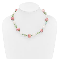 Sterling Silver Aventurine Crystal Jade and Jasper 18 inch Necklace with 2 inch extension