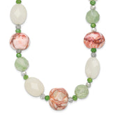 Sterling Silver Aventurine Crystal Jade and Jasper 18 inch Necklace with 2 inch extension