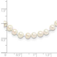 Sterling Silver Rhodium-plated 4-5mm White Near-Round Freshwater Cultured Pearl 7.25 inch Bracelet
