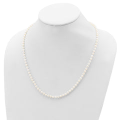 Sterling Silver Rhodium-plated 4-5mm White Near-Round Freshwater Cultured Pearl 28 inch Necklace