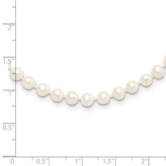 Sterling Silver Rhodium-plated 4-5mm White Near-Round Freshwater Cultured Pearl 28 inch Necklace