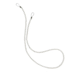 4-5mm White Round Imitation Shell Pearl with Glass Bead 24 inch Eyewear Chain