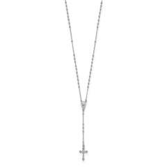 Sterling Silver Rhodium Plated Polished Beaded Rosary