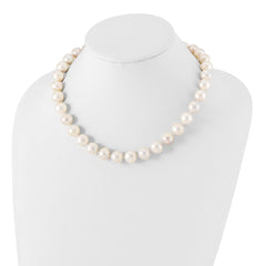 Sterling Silver Rhodium-plated 12-13mm White Near-Round Freshwater Cultured Pearl 20 inch Necklace