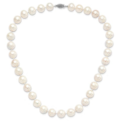 Sterling Silver Rhodium-plated 12-13mm White Near-Round Freshwater Cultured Pearl 20 inch Necklace
