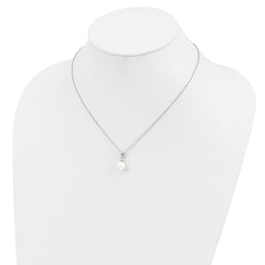 Sterling Silver Rhodium-plated 6-7mm White Teardrop Freshwater Cultured Pearl 17 inch Necklace and Button Post Earrings Set