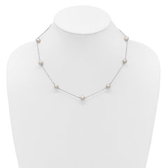 Sterling Silver Rhodium-plated 7-8mm Grey Semi-Round Freshwater Cultured Pearl 9-Station 18 inch Necklace