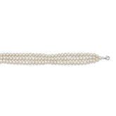 Sterling Silver Rhodium-plated 5-6mm White Semi-Round Freshwater Cultured Pearl 14 inch with 1.5 inch Choker