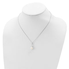 Sterling Silver Rhodium-plated 8-9mm White Teardrop Freshwater Cultured Pearl 17 inch Necklace - 2