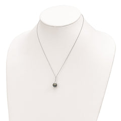Sterling Silver Rhodium-plated 9-10mm Black Teardrop Tahitian Saltwater Cultured Pearl 17 inch Necklace - 2
