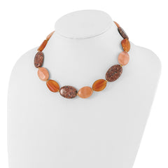 Sterling Silver Gold-plated Aventurine/Carnelian/Jasper Necklace
