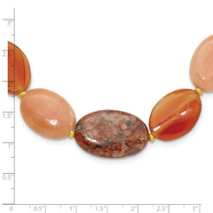 Sterling Silver Gold-plated Aventurine/Carnelian/Jasper Necklace