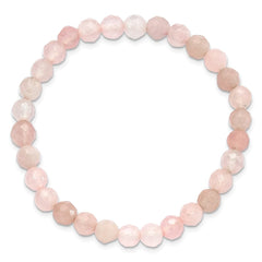 Rose Quartz Faceted 6.50mm Beaded Stretch Bracelet