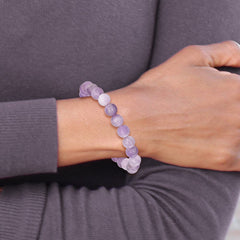 Amethyst 8.50mm Beaded Stretch Bracelet
