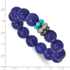 Hematite Agate Quartz Recon Magnesite Stretch Bracelet