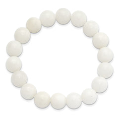 White Jade 10.00mm Beaded Stretch Bracelet