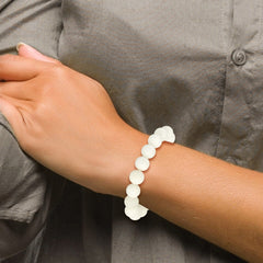 White Jade 10.00mm Beaded Stretch Bracelet