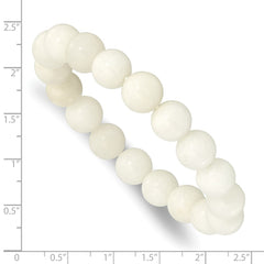 White Jade 10.00mm Beaded Stretch Bracelet