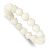 White Jade 10.00mm Beaded Stretch Bracelet